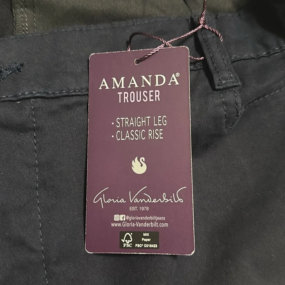 Gloria Vanderbilt Amanda Trouser Straight Leg Classic Rise Size 16W Short NWT